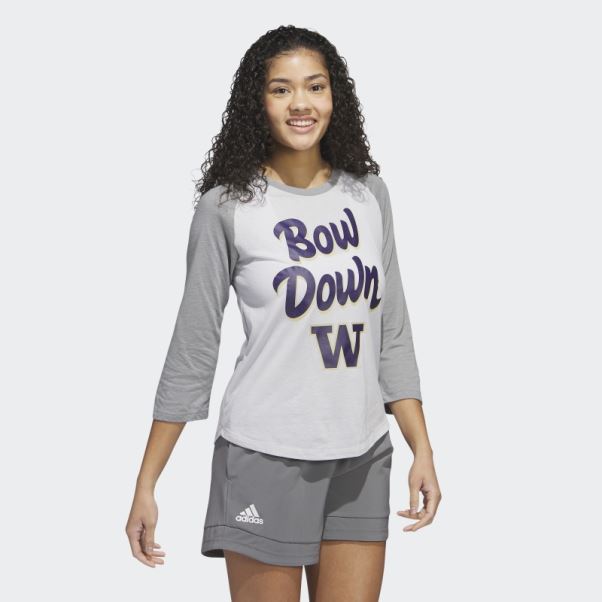 T-shirt De Baseball à Manches 3/4 Adidas Gris