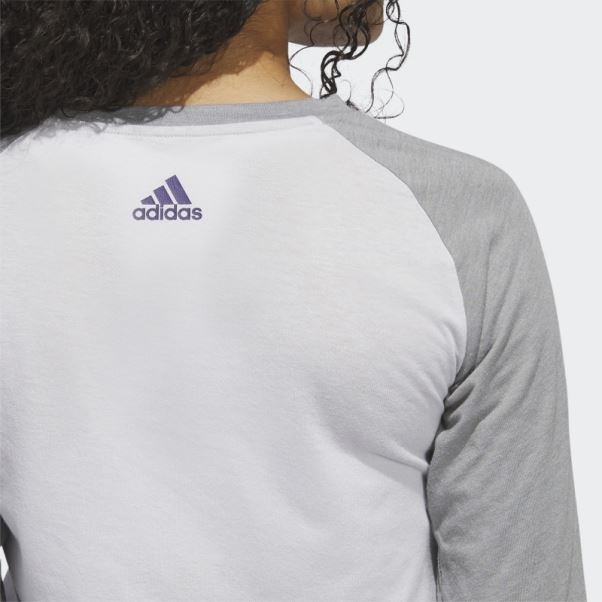 T-shirt De Baseball à Manches 3/4 Adidas Gris