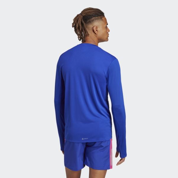 Adidas T-shirt De Course Rapide à Manches Longues Bleu