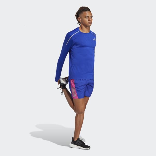 Adidas T-shirt De Course Rapide à Manches Longues Bleu