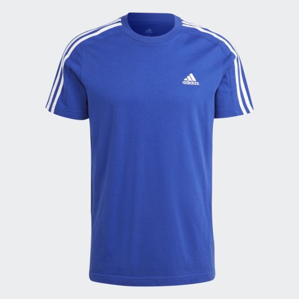 T-shirt Adidas Essentials Single Jersey 3 Bandes Bleu