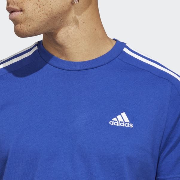 T-shirt Adidas Essentials Single Jersey 3 Bandes Bleu