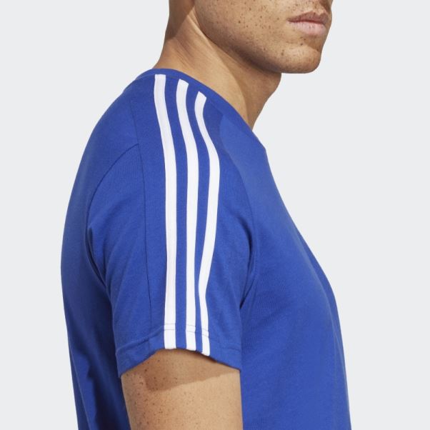 T-shirt Adidas Essentials Single Jersey 3 Bandes Bleu