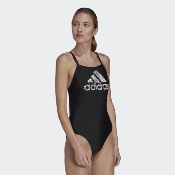 Adidas Maillot De Bain Noir à Gros Logo
