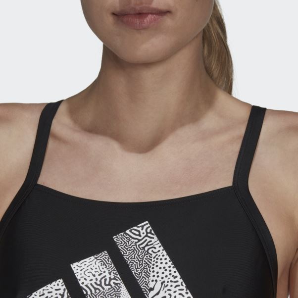 Adidas Maillot De Bain Noir à Gros Logo