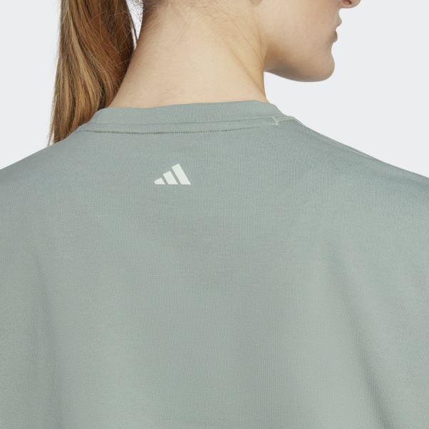 Sweat Adidas Yoga Studio Crop Vert Argent