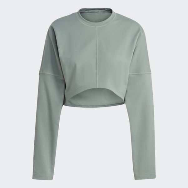 Sweat Adidas Yoga Studio Crop Vert Argent