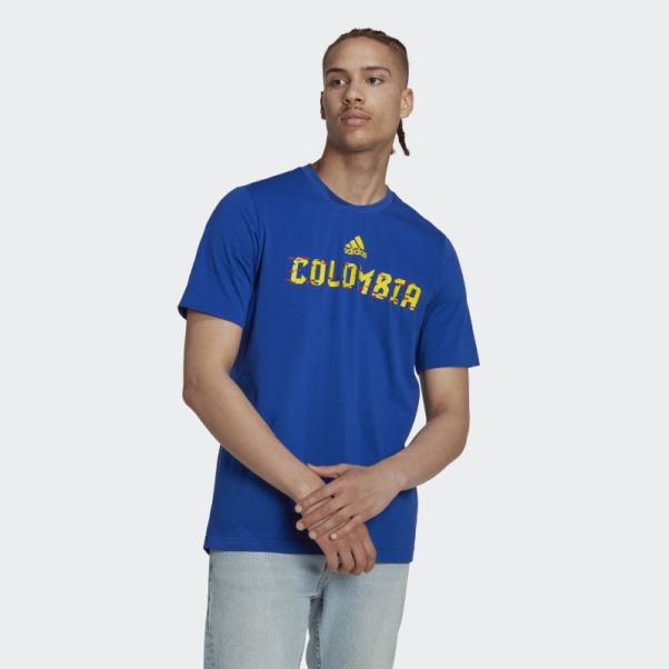 T-shirt Colombie Coupe Du Monde Fifa 2022 Adidas Bleu Royal