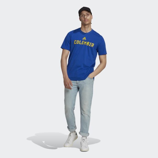 T-shirt Colombie Coupe Du Monde Fifa 2022 Adidas Bleu Royal