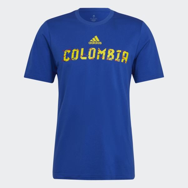 T-shirt Colombie Coupe Du Monde Fifa 2022 Adidas Bleu Royal