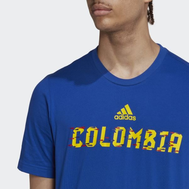T-shirt Colombie Coupe Du Monde Fifa 2022 Adidas Bleu Royal