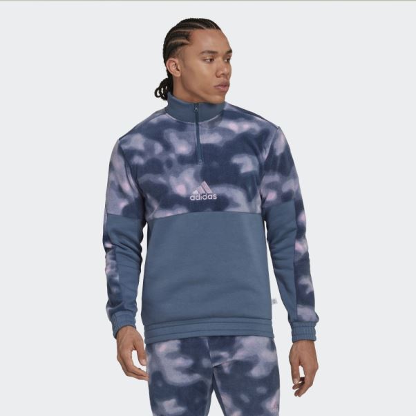 Veste Polaire Adidas Nature Allover Print 1/4-zip Acier