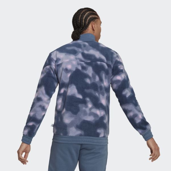 Veste Polaire Adidas Nature Allover Print 1/4-zip Acier