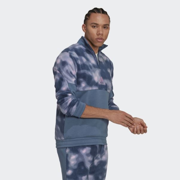 Veste Polaire Adidas Nature Allover Print 1/4-zip Acier