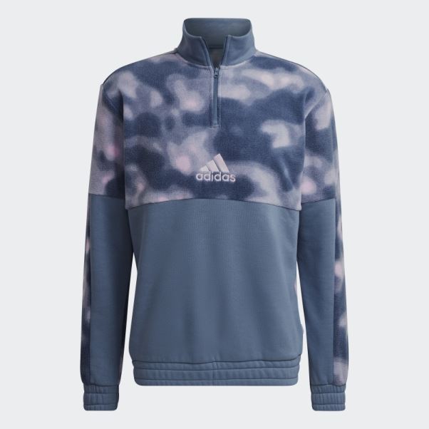 Veste Polaire Adidas Nature Allover Print 1/4-zip Acier