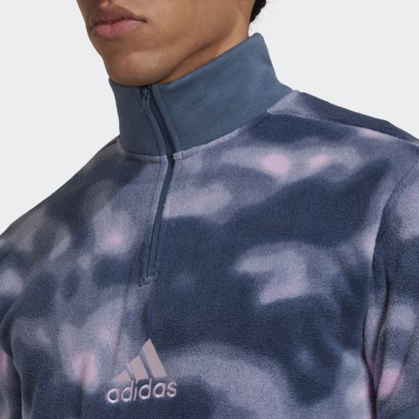 Veste Polaire Adidas Nature Allover Print 1/4-zip Acier