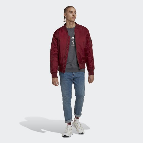 Adidas Sweat Emblème Officiel Coupe Du Monde Fifa 2022 Gris Foncé Chiné