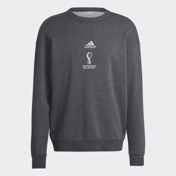 Adidas Sweat Emblème Officiel Coupe Du Monde Fifa 2022 Gris Foncé Chiné