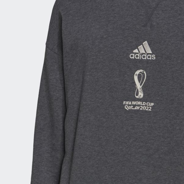Adidas Sweat Emblème Officiel Coupe Du Monde Fifa 2022 Gris Foncé Chiné