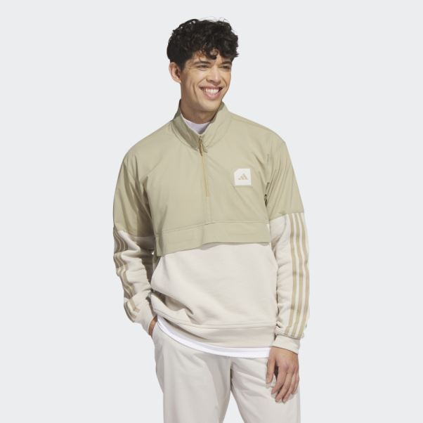 Anorak De Golf 1/2 Zip Adicross En Chanvre Adidas