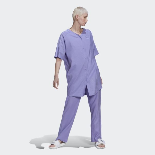Adidas Robe De Baseball En Lin Violet Clair