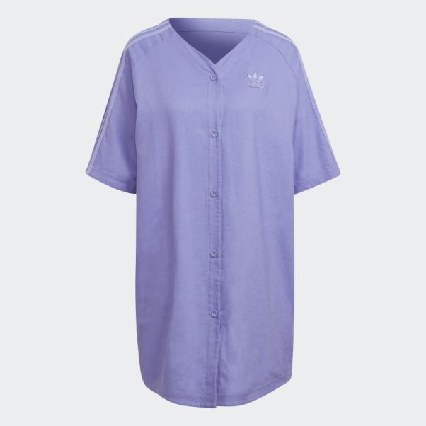 Adidas Robe De Baseball En Lin Violet Clair