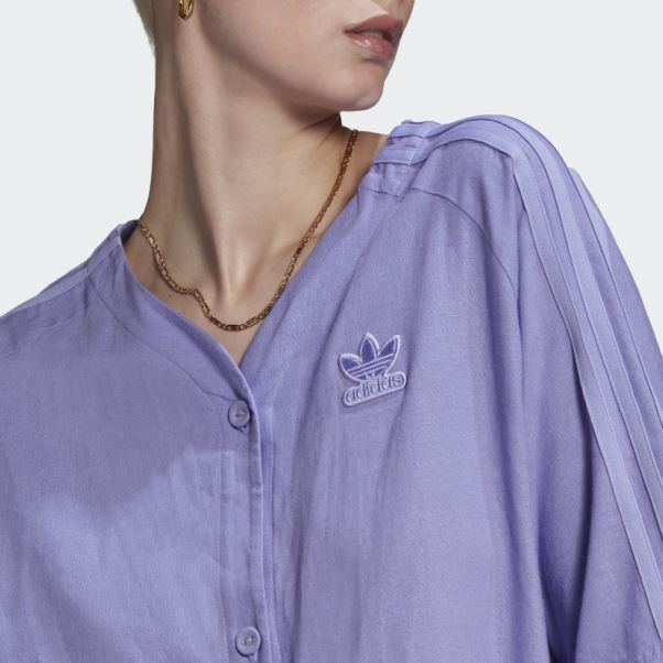 Adidas Robe De Baseball En Lin Violet Clair