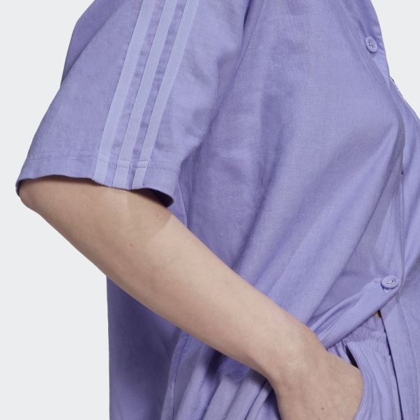 Adidas Robe De Baseball En Lin Violet Clair