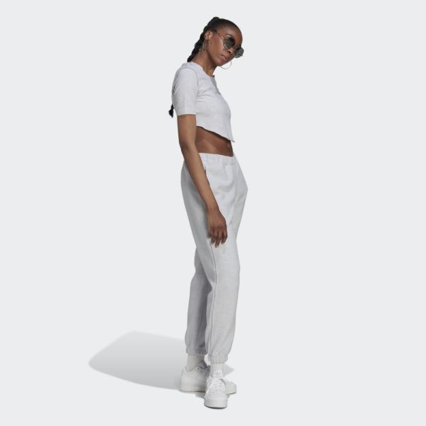 T-shirt Crop Homewear Adidas Gris Clair Chiné