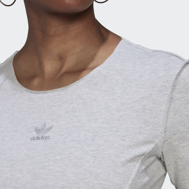 T-shirt Crop Homewear Adidas Gris Clair Chiné