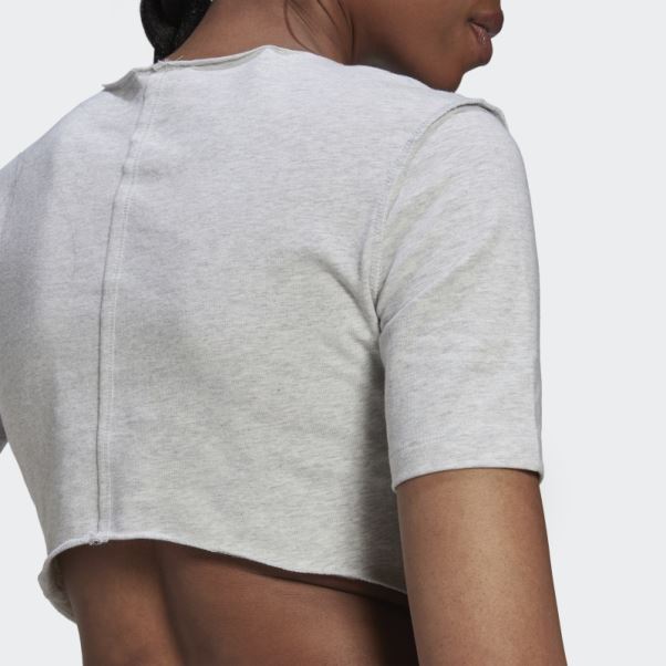 T-shirt Crop Homewear Adidas Gris Clair Chiné