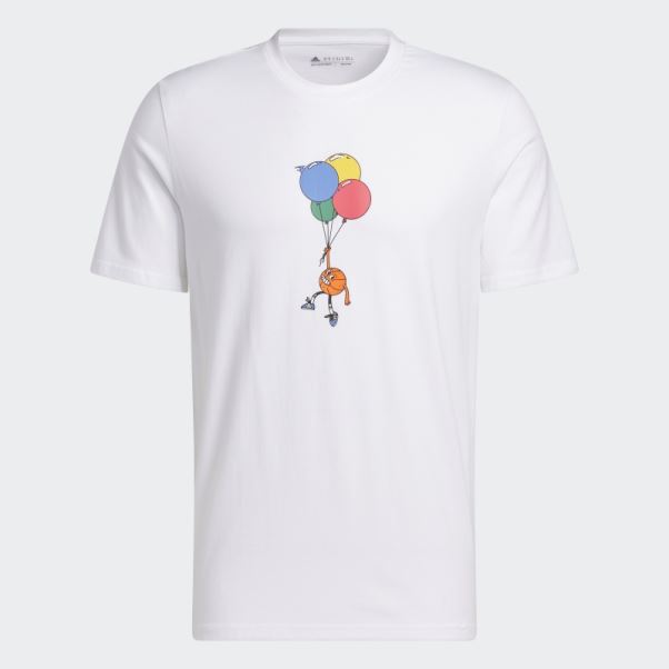T-shirt Graphique De Basket-ball à Petites Rayures Blanc Adidas