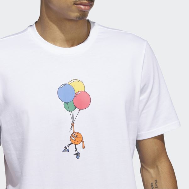 T-shirt Graphique De Basket-ball à Petites Rayures Blanc Adidas