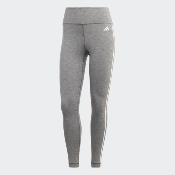 Legging Adidas Train Essentials 3-stripes Taille Haute 7/8 Gris Foncé Chiné