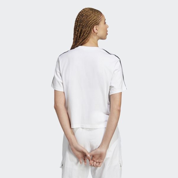 Crop Top Jersey Simple 3 Bandes Essentials Blanc Adidas