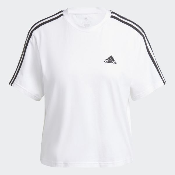 Crop Top Jersey Simple 3 Bandes Essentials Blanc Adidas
