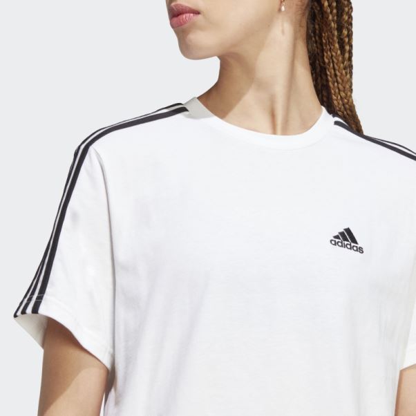 Crop Top Jersey Simple 3 Bandes Essentials Blanc Adidas