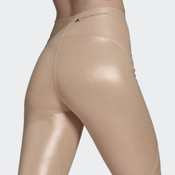 Adidas By Stella Mccartney Collants De Cyclisme Brillants Cuivre Métallique Mode