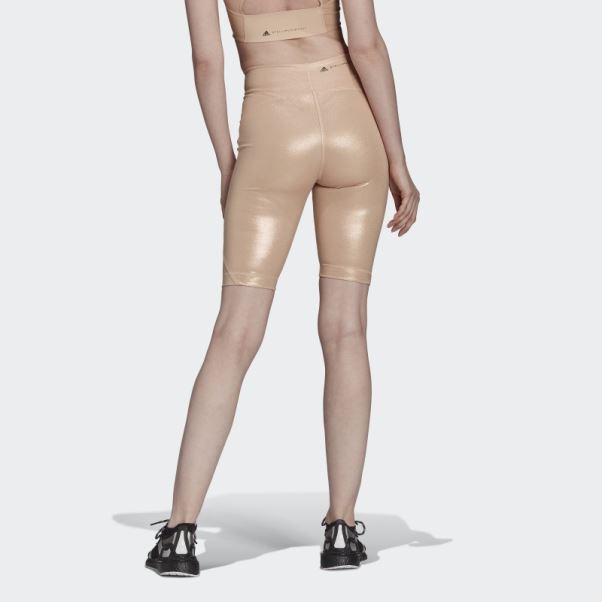 Adidas By Stella Mccartney Collants De Cyclisme Brillants Cuivre Métallique Mode