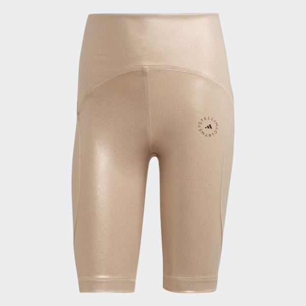 Adidas By Stella Mccartney Collants De Cyclisme Brillants Cuivre Métallique Mode