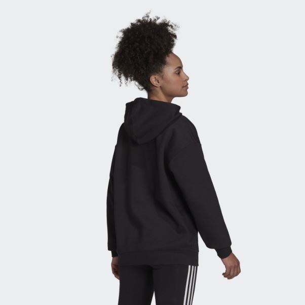 Sweat à Capuche En Polaire Boyfriend Avec Logo Adidas Essentials Noir