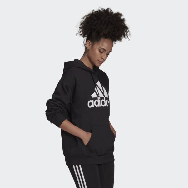 Sweat à Capuche En Polaire Boyfriend Avec Logo Adidas Essentials Noir