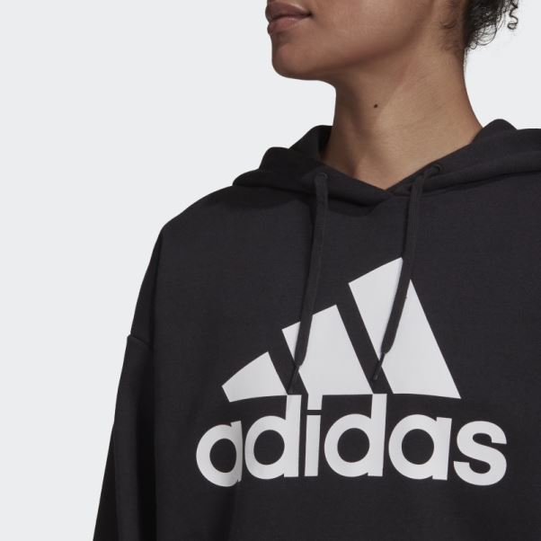 Sweat à Capuche En Polaire Boyfriend Avec Logo Adidas Essentials Noir