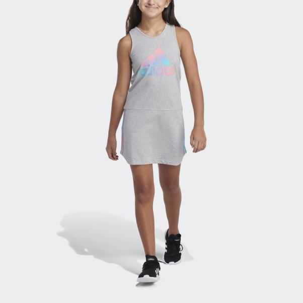Robe Débardeur Ourlet Arrondi Adidas Gris Moyen