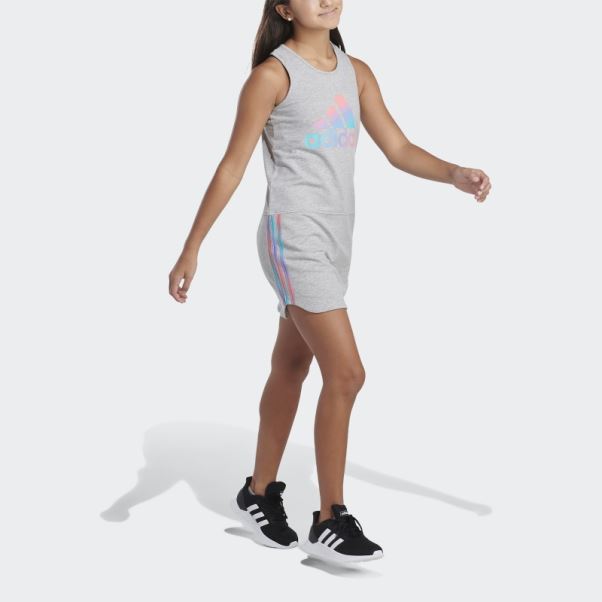 Robe Débardeur Ourlet Arrondi Adidas Gris Moyen