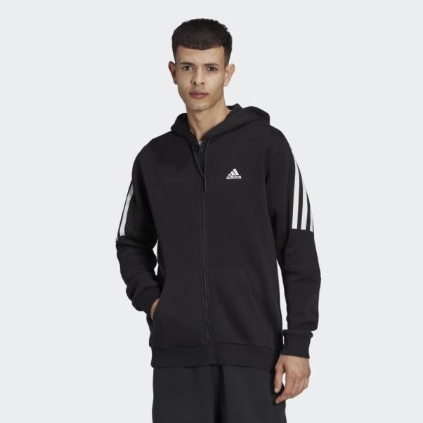 Sweat à Capuche Zippé En Polaire à 3 Bandes Future Icons Noir Adidas