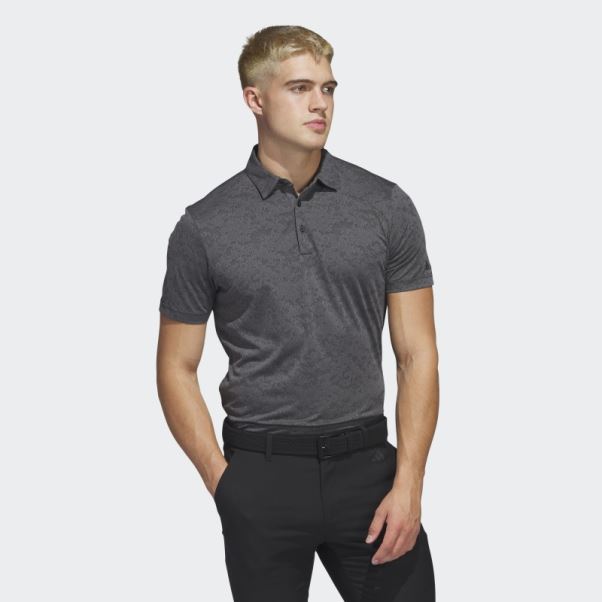 Adidas Polo De Golf En Jacquard Texturé Gris