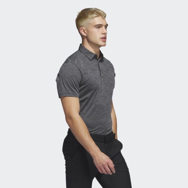 Adidas Polo De Golf En Jacquard Texturé Gris