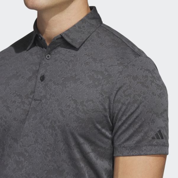 Adidas Polo De Golf En Jacquard Texturé Gris