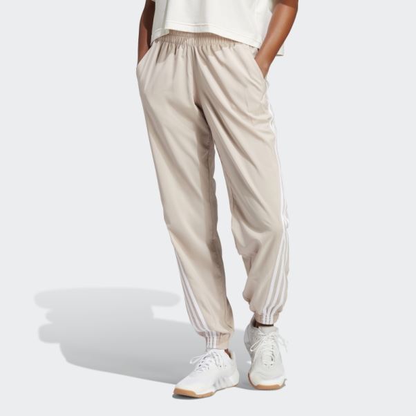 Pantalon Tissé à 3 Bandes Adidas Trainicons Taupe